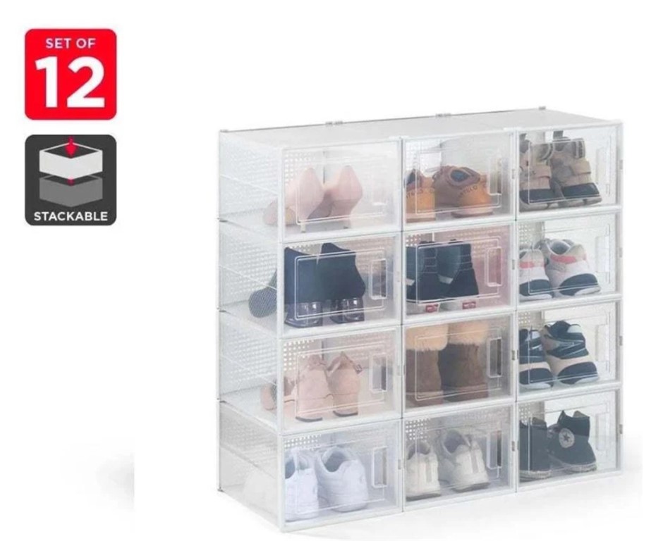 OVELA Shoe Storage Box Front Drop (set of 12)