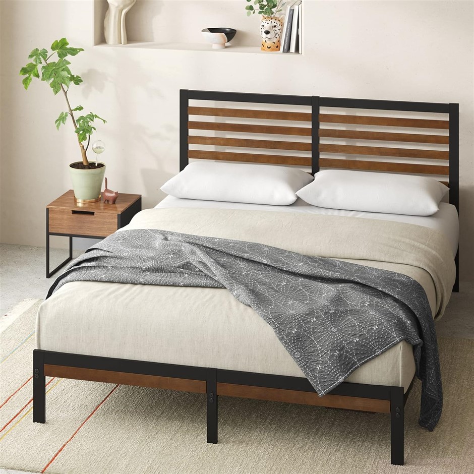 ZINUS Kai Bed Frame, Queen, Brown.