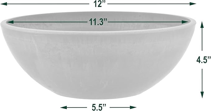 PSW Pot Collection M30TC 8-inch Plastic/Stone/Wood Composite Low Bowl Plant