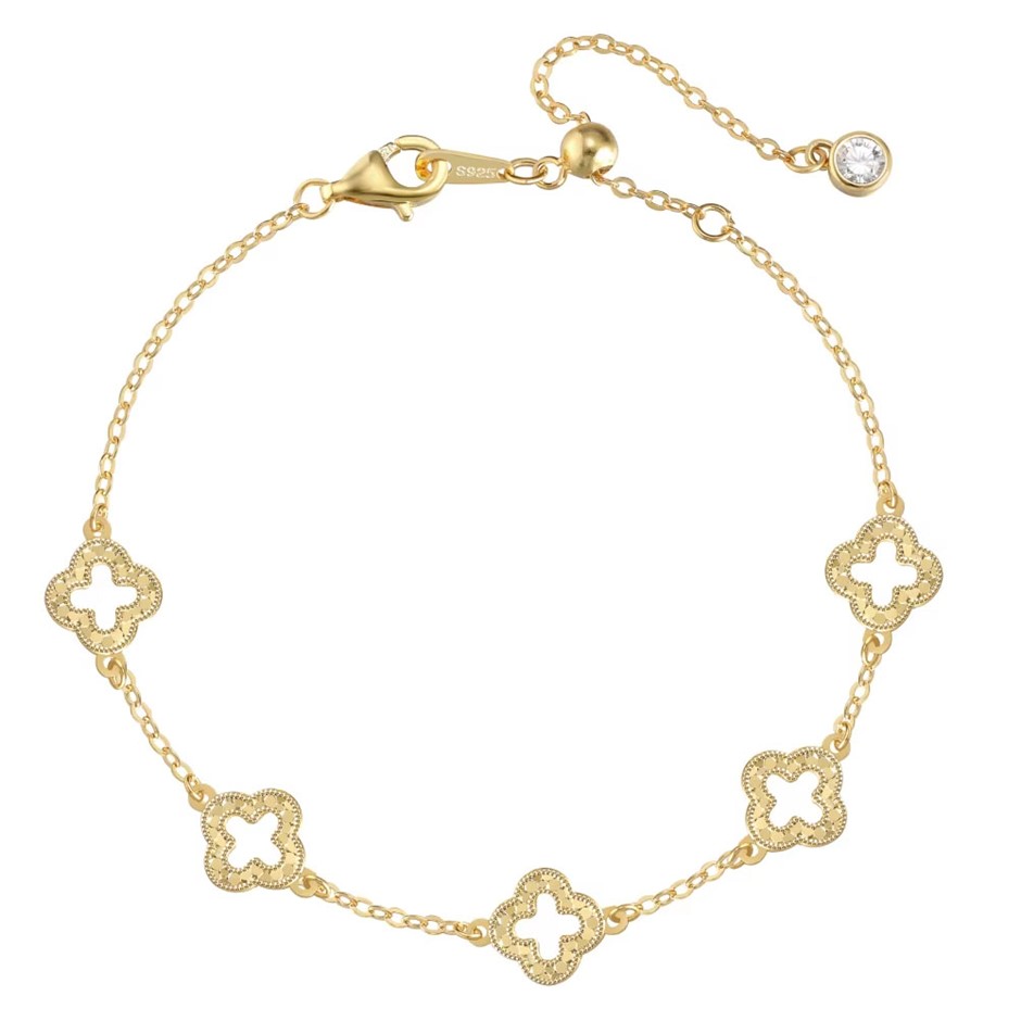 Elegant with Simulated Diamond 14K Gold Filled 925 Silver Bracelet