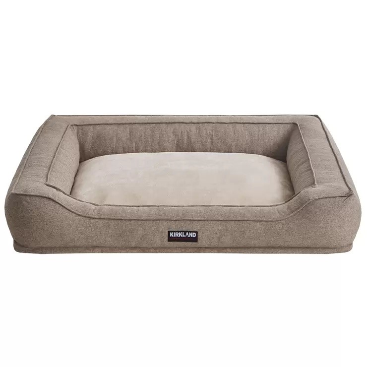 KIRKLAND Signature Bolster Cuddler Pet Bed Brown Jacquard