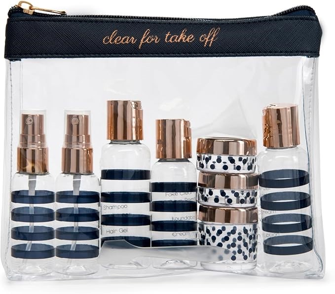 2 x MIAMICA TSA Compliant Travel Bottles and Toiletry Bag Kit, 12 Piece