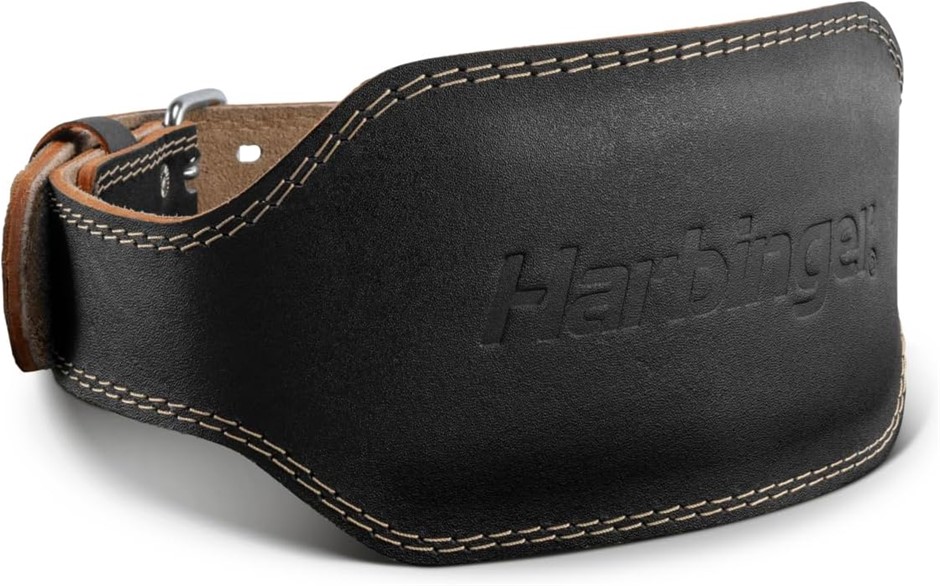 HARBINGER 6" Padded Black Leather Belt, Size L