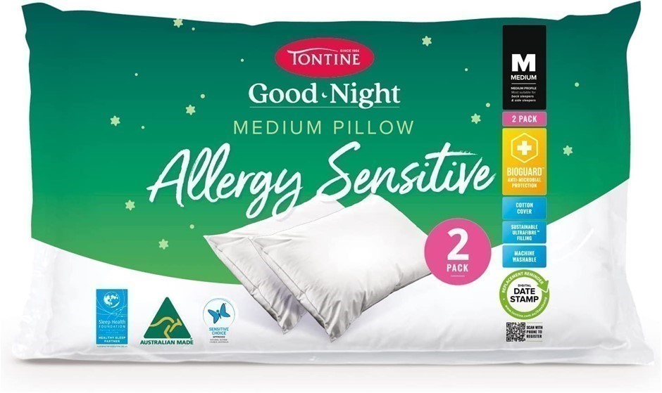 TONTINE Goodnight Allergy Sensitive Medium Pillow (Pack of 2).