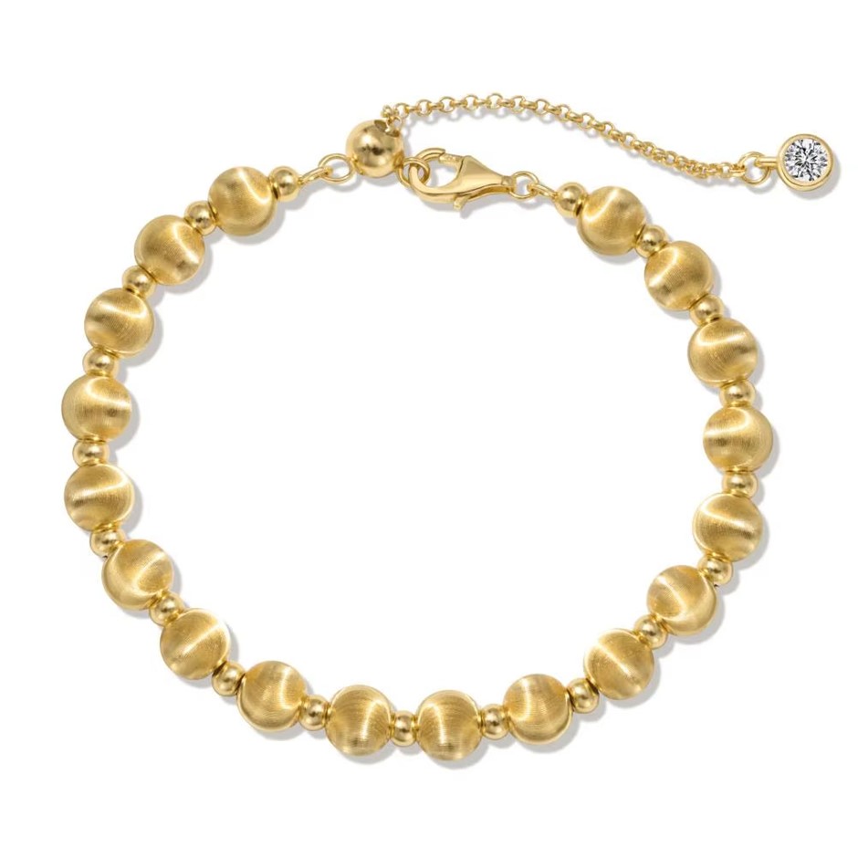 6mm 18K Gold Filled 925 Silver Simulated Diamond & Beads Bracelet