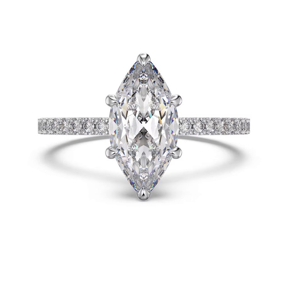 1.5ct Marquise Cut Simulated Diamond 925 Sterling Silver Ring - Size 6
