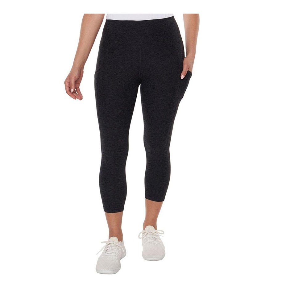 2 x SIGNATURE Women's Brushed Capri, Size S, Black Heather.