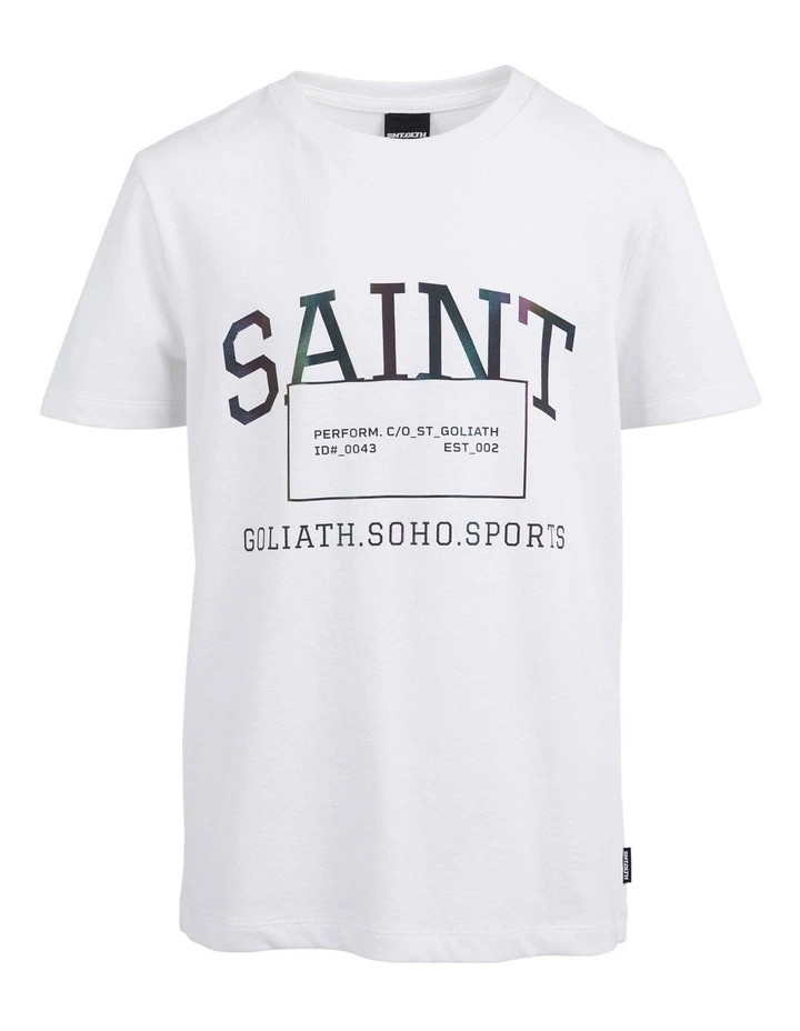 ST GOLIATH Youth Soho Tee, Size 12, White. NB: faint green marks.