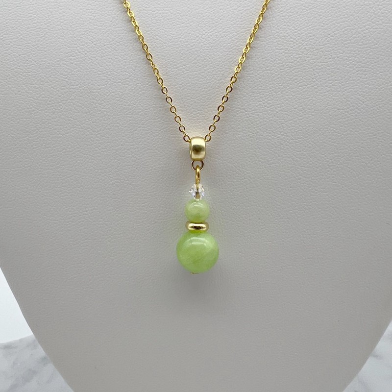 Floral Jade & Swarovski® Austrian Crystal Gold Plated Pendant Necklace