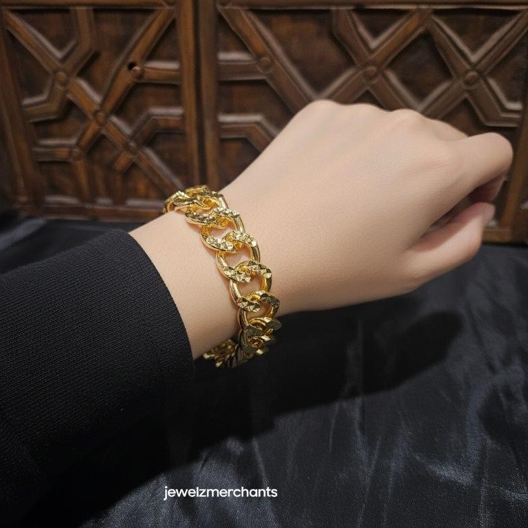 22KGold-filled/Italy Stamped Solid Heavy Yellow Gold Filled Bracelet -19CM