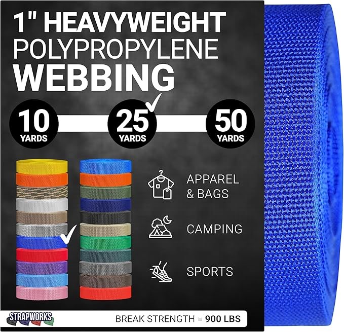 STRAPWORKS Heavyweight Polypropylene Webbing - Heavy Duty Poly Strapping fo