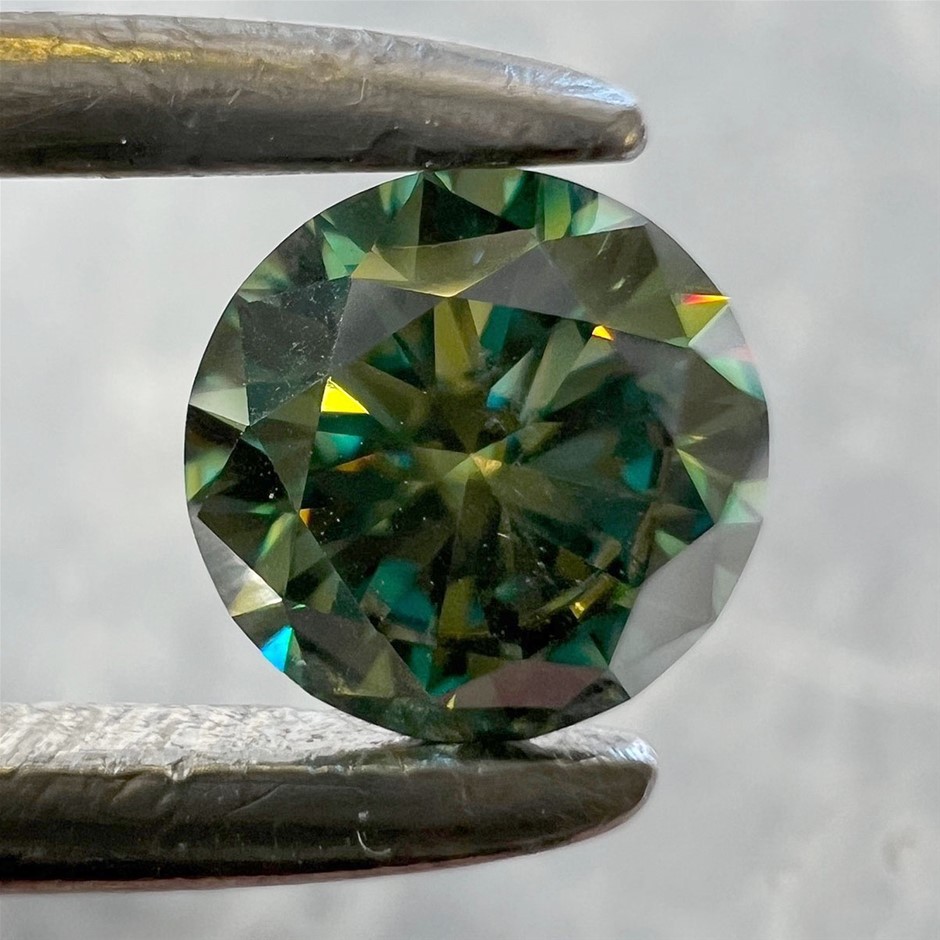 1.00ct GRA Certified Round Cut VVS1 Blue Green Moissanite Stone