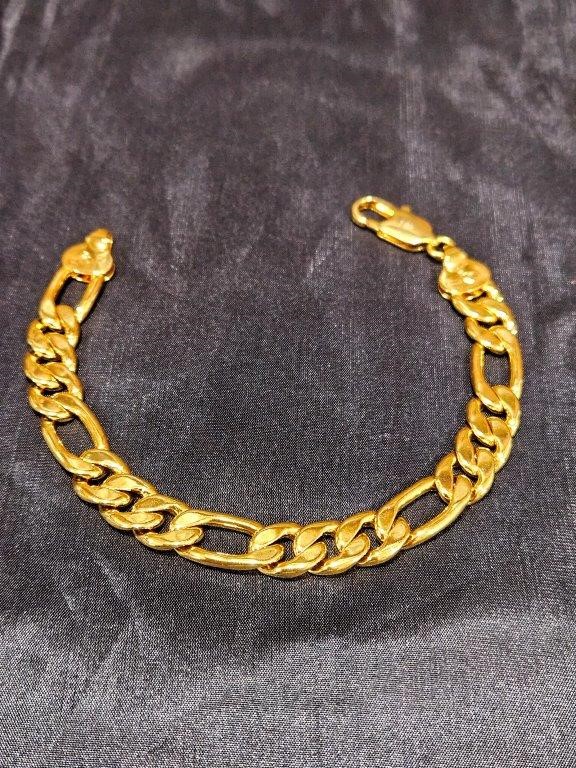 18k Italy Solid Heavy Yellow Gold Filled Bracelet-Quality Guarantee-19cm