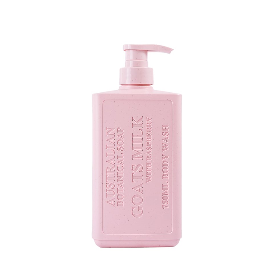 3 x AUSTRALIAN BOTANICAL SOAP Body Wash, Goats Milk w/ Raspberry, 750ml. NB