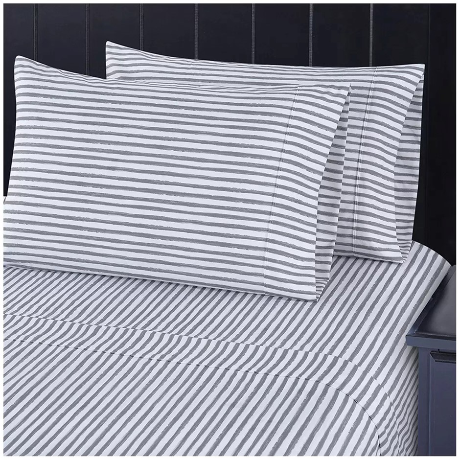 SOUTH POINT 6pc Sheet Set, King, Rough Stripe. NB: Not in original packagin
