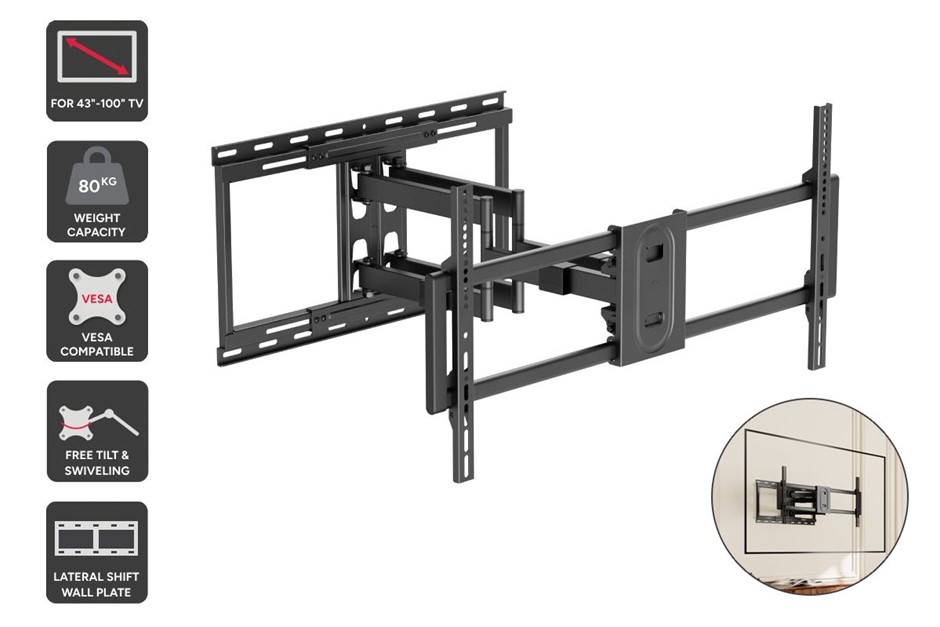 KOGAN Tilt Extendable Full Motion Wall Mount for 43" - 100" TVs. NB: Minor
