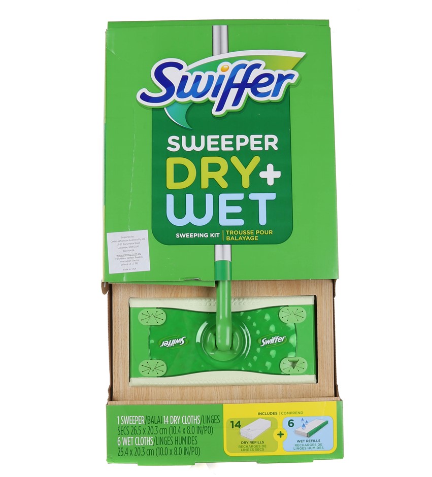 2 x SWIFFER Sweeper Dry + Wet Kit, w/ 6 Wet Mopping Cloths & 14 Dry Mopping