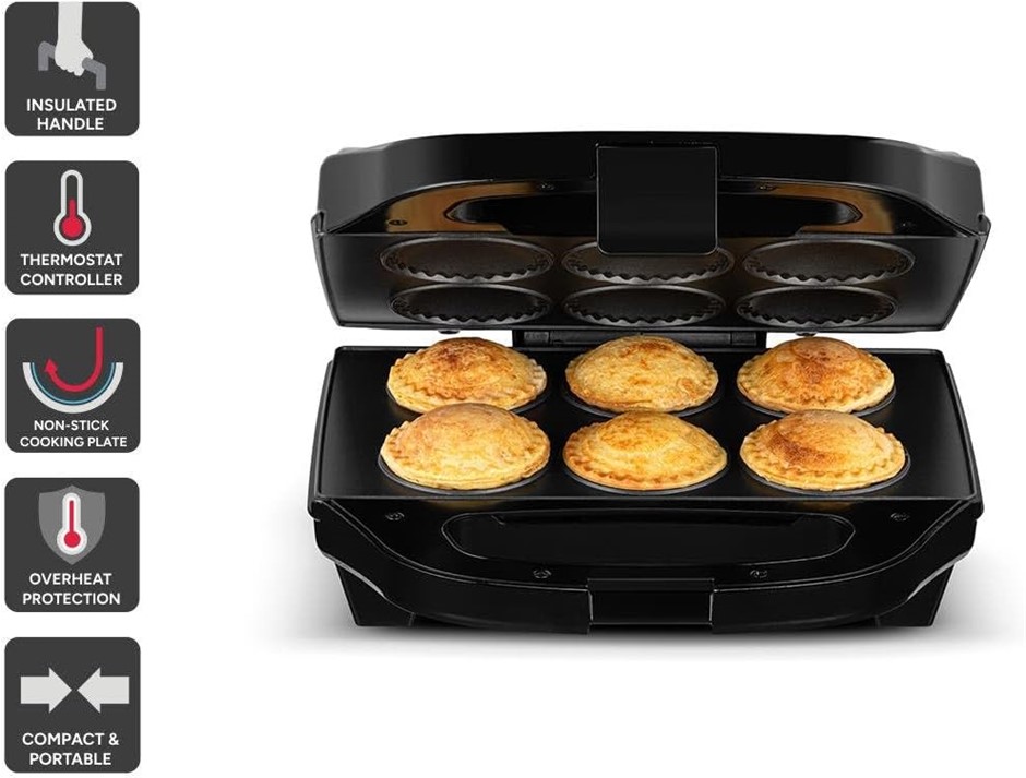 KOGAN 6 Mini Pie Maker, Black.