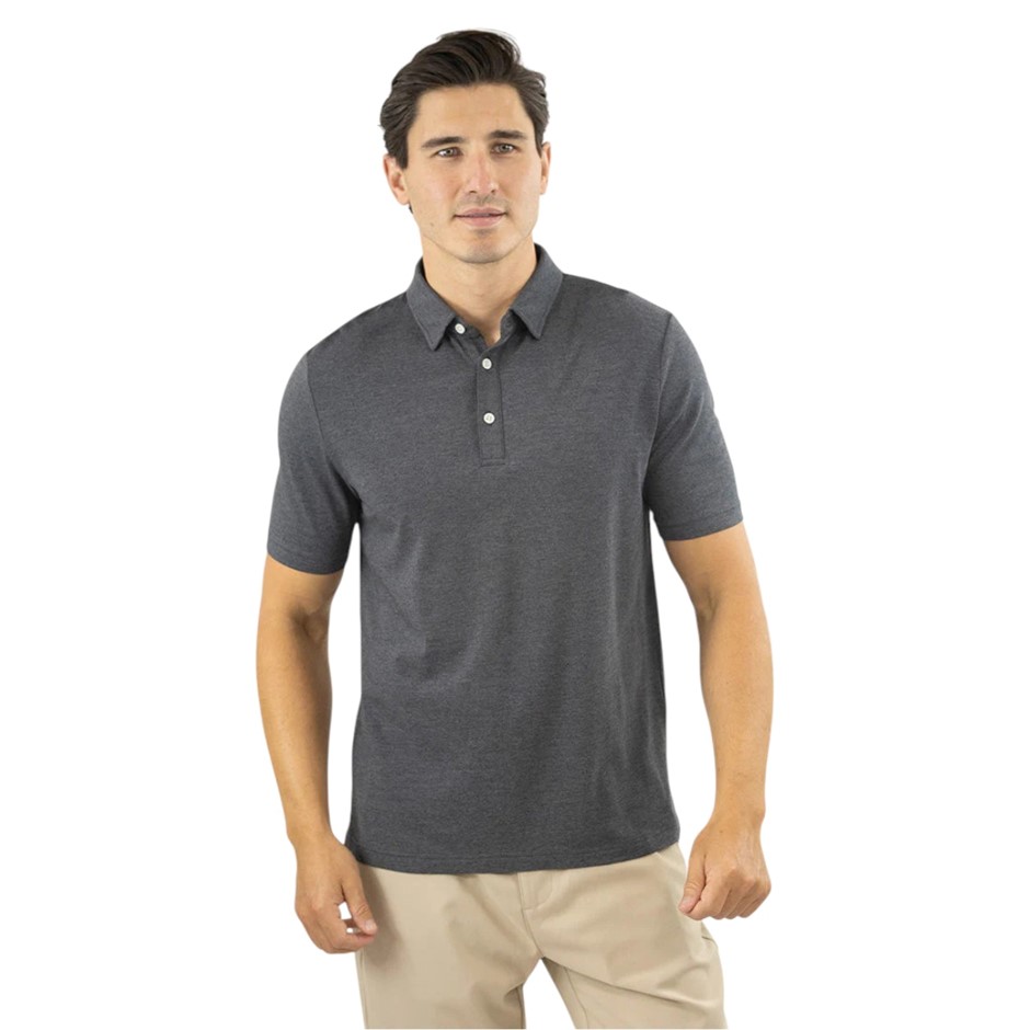 JACHS Men's Pima Blend Polo, Size S, 58%PimaCotton/38%Modal, Charcoal. Buy