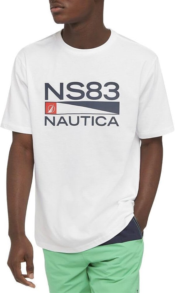 NAUTICA Men's Sebastien Tee, Size S, White (1BW), N1E00253. RRP: $59.95. B