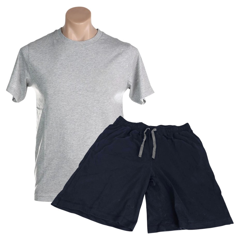 2 x ADVENT Men's Pure Cotton Sleep Set, Size 3XL, 100% Cotton, Grey/Navy.