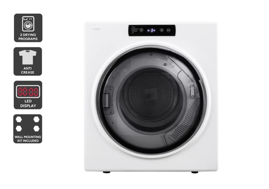 KOGAN 5kg Vented Dryer, White. NB: Has Been Used, Turns On & No Further Tes