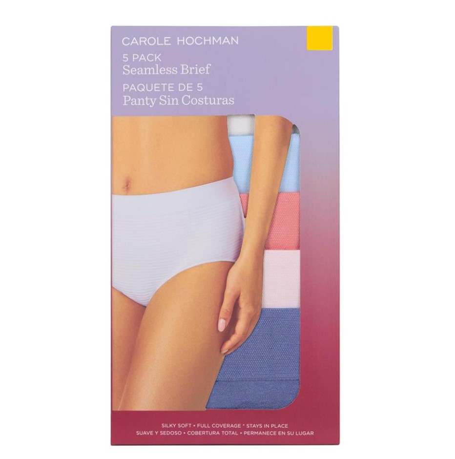 2 x 5-Pack CAROLE HOCHMAN Seamless Briefs, Size S, Denim/Pink Combo. Buyer