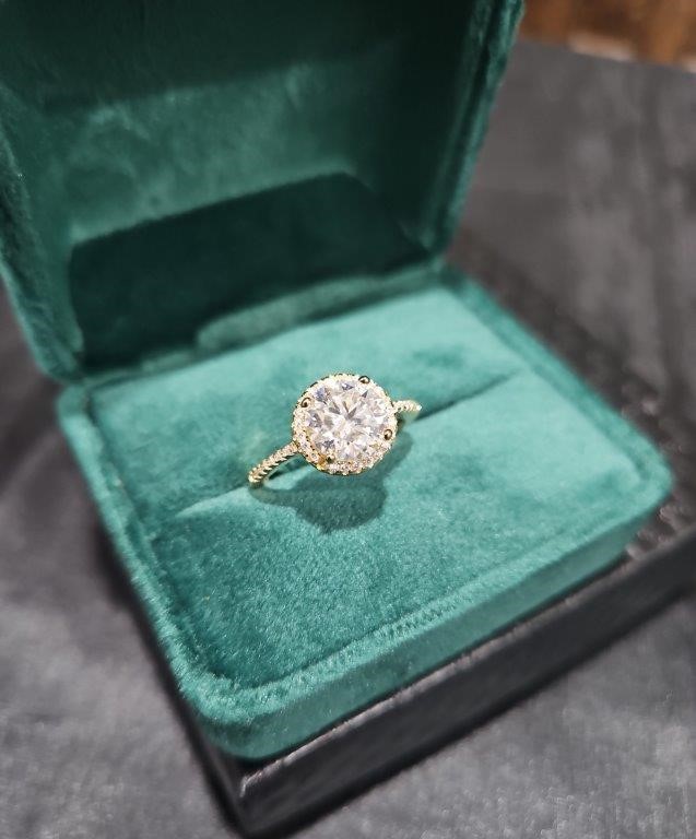 2.0ct GRA Moissanite white 18k Solid Yellow Gold Vermeil Ring -8US