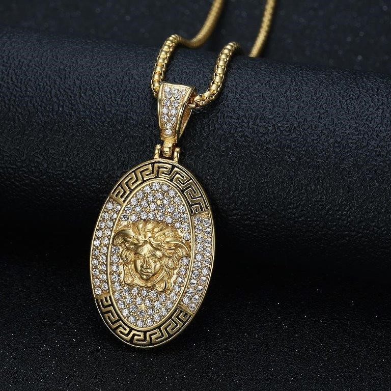 Italy 925 Silver  Hip Hop Men's Necklace (Stamps)-Free Chain