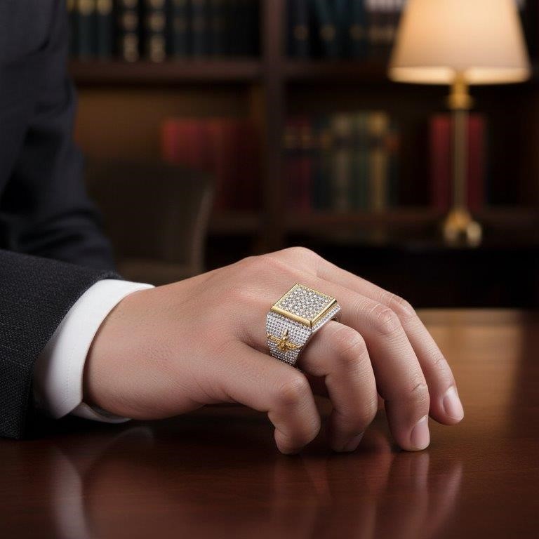 Italy 925 Silver  Hip Hop Men's Ring (Stamps)-11 US