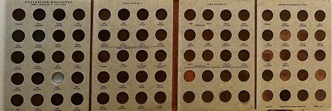 Australia Pre Decimal Copper Half Pennies Set of 77 Coins