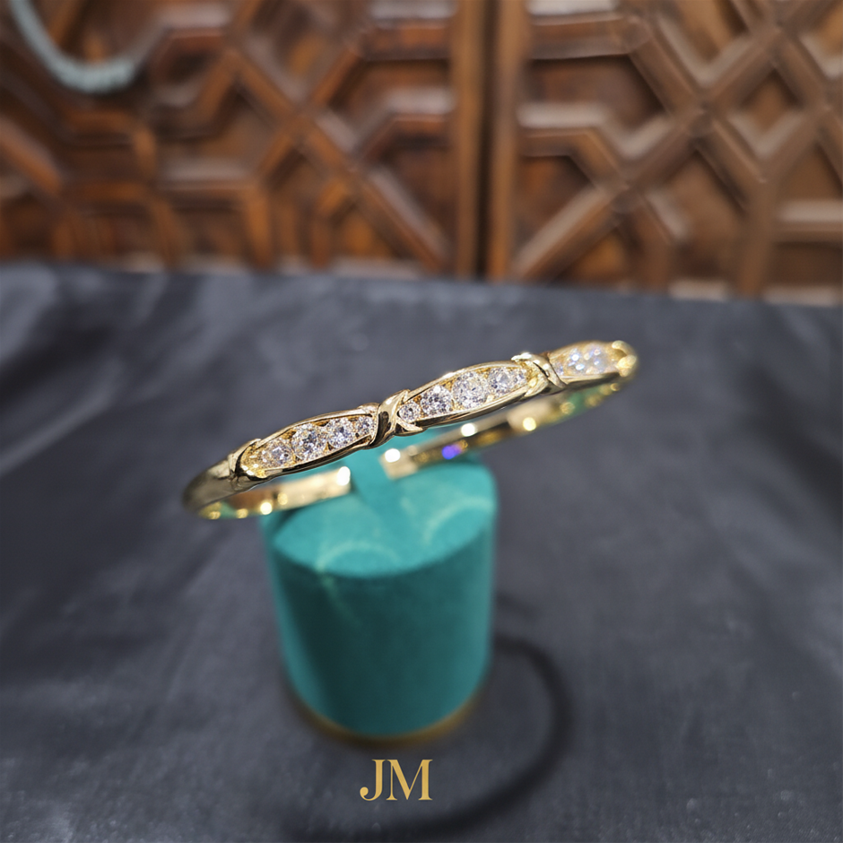 18k Italy Stamped Solid Heavy Yellow Gold Filled Bangle