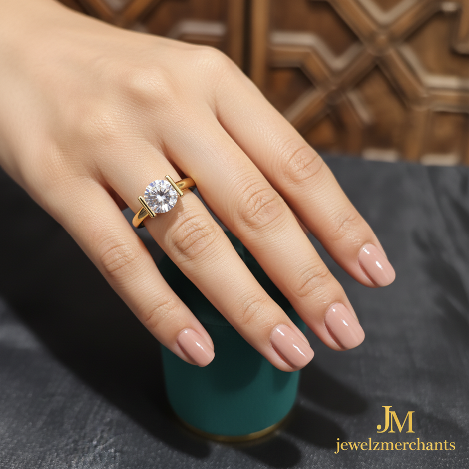 18K/ITALY Solid Yellow Gold Filled Ring -8 US