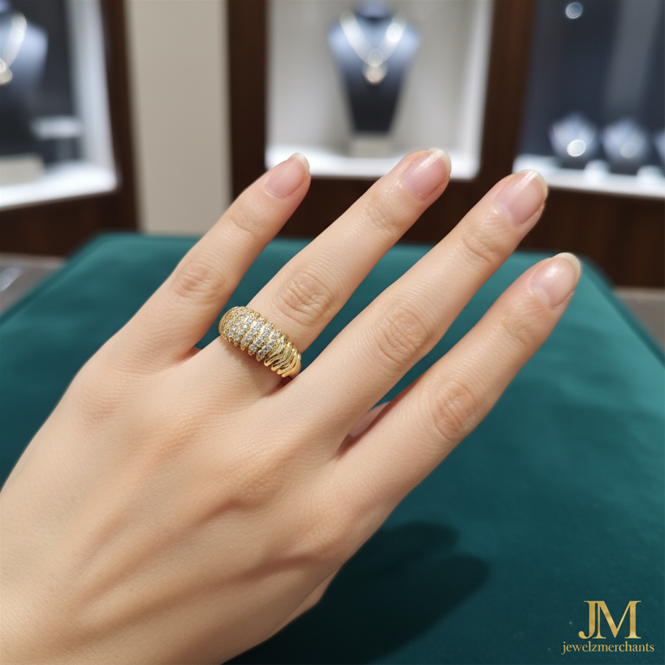 18K/ITALY Solid Yellow Gold Filled Ring -9 US