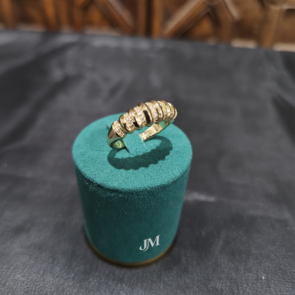 18K/ITALY Solid Yellow Gold Filled Ring -8 US