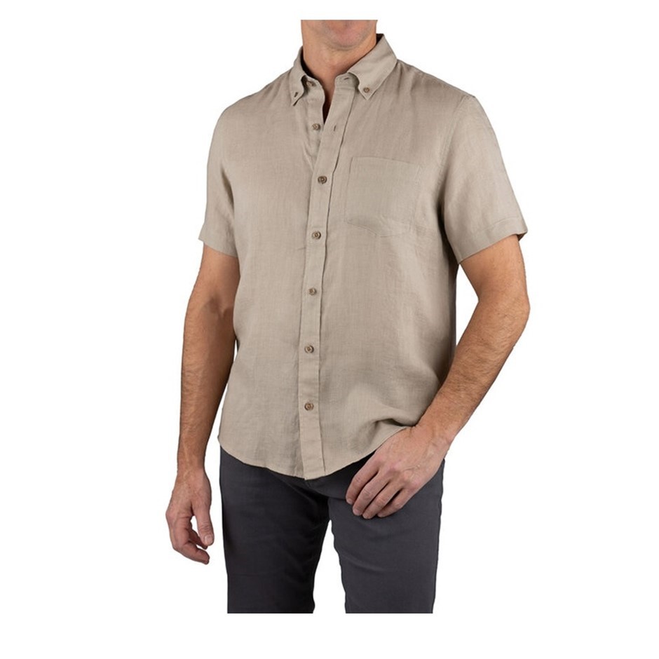 TAILOR VINTAGE Men's S/S Shirt, Size 2XL, 100% Linen, Summer Khaki. Buyers