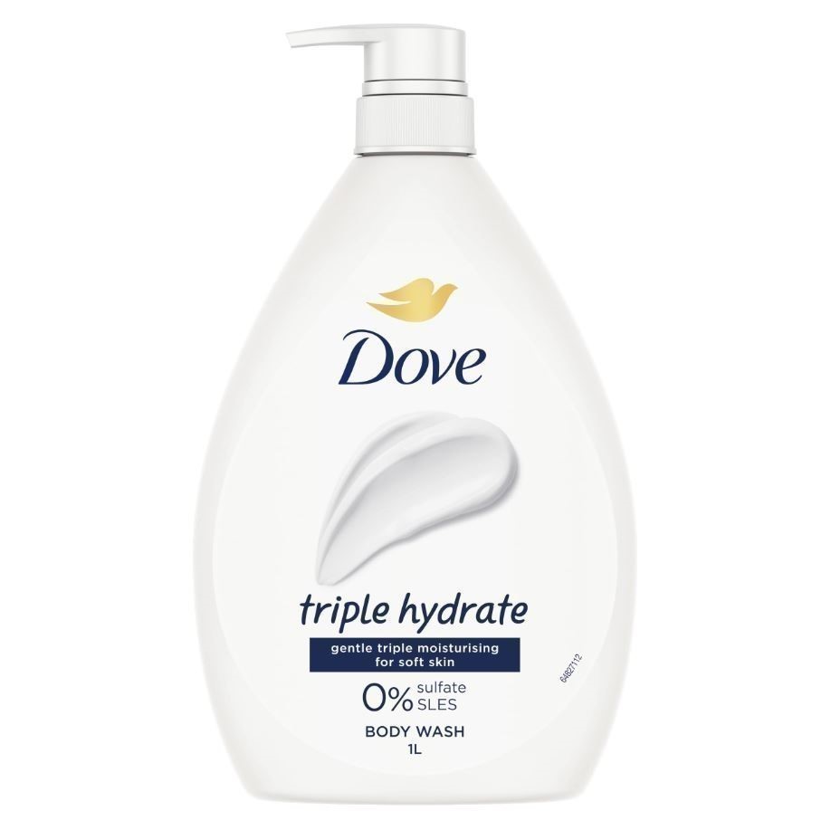 3 x DOVE Triple Hydrate Gentle Moisturising for Soft Skin, 0% Sulfate SLES