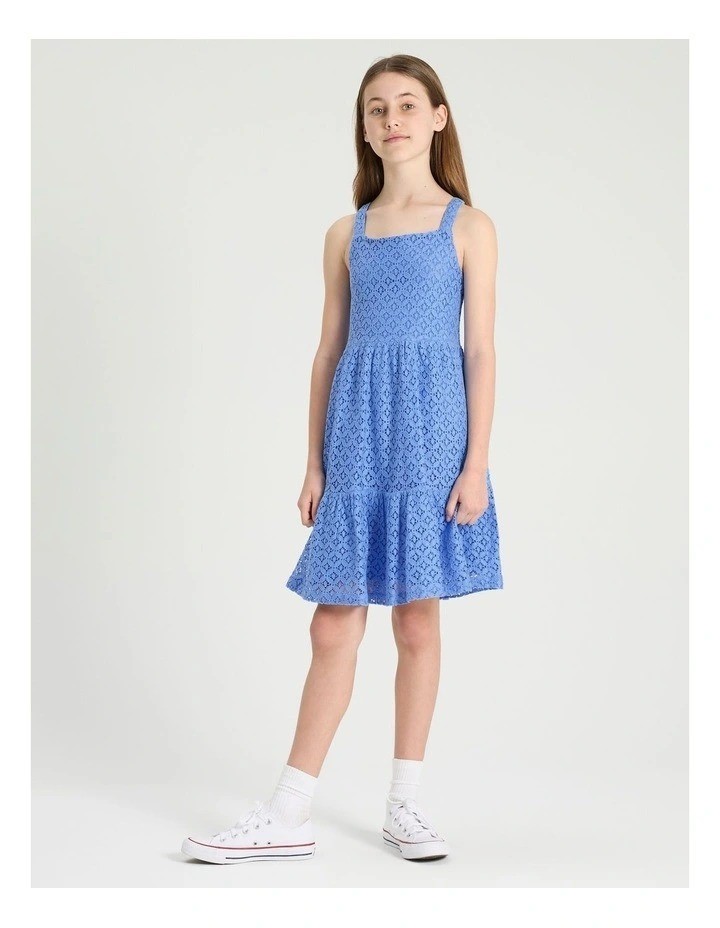TILII Knit Lace Midi Dress, Size 14, Blue. RRP: $54.99.
