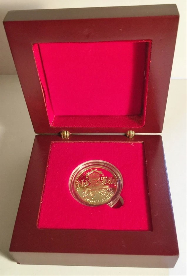 New "Ned Kelly #4" 1/10th oz HGE 999 Gold Australiana Coin In Wood