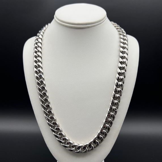 Silver-Filled Cuban Chain Necklace, 14MM Wide - 60.9cm