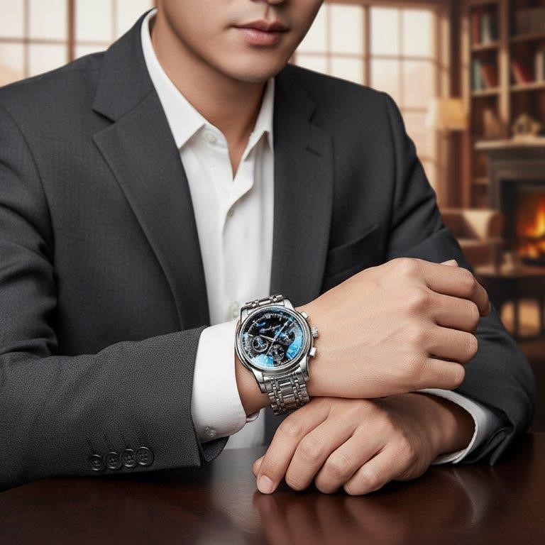 High Quality Simulated Diamond Men's Quartz Watch