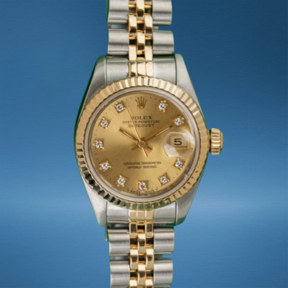 Rolex Lady-Datejust 26 Champagne Diamond Dial 69173 Two-Tone 1991 BxP