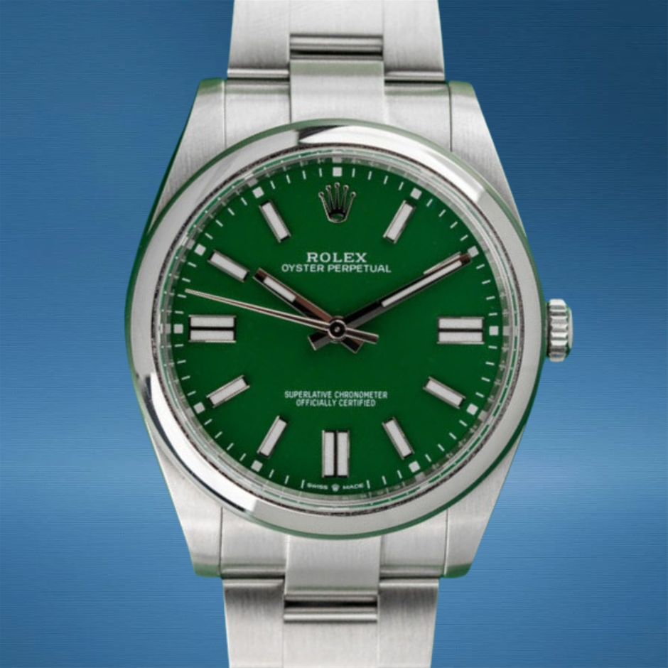 Rolex Oyster Perpetual 41 Green Dial 124300 Stainless Steel 2023 Model BxP