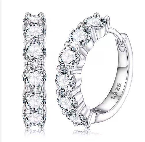 GRA Moissanite White Brilliant Cut 925 Sterling Silver Earrings-VVS1