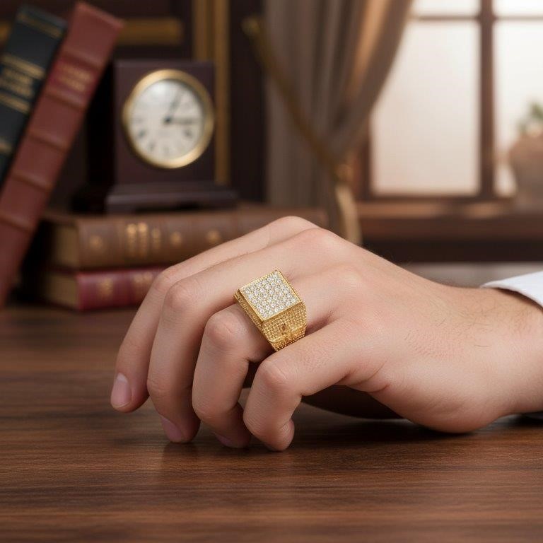 Italy 925 Silver Hip Hop Men's Ring (Stamps)-11 US