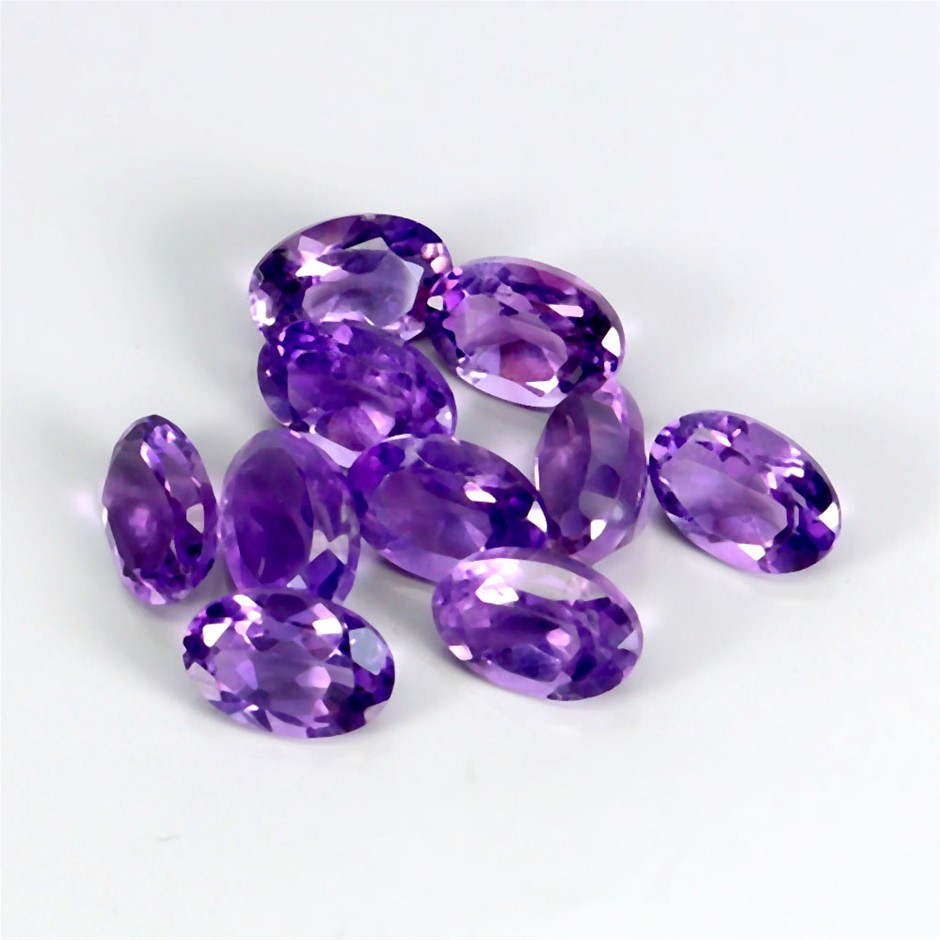 4.17ct Oval Facet Cut Amethyst Gemstones - 10Pcs