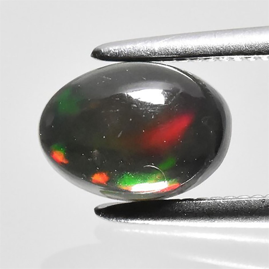 0.55ct Oval Cabochon Cut Play Of Color Black Opal Gemstones - 1Pc