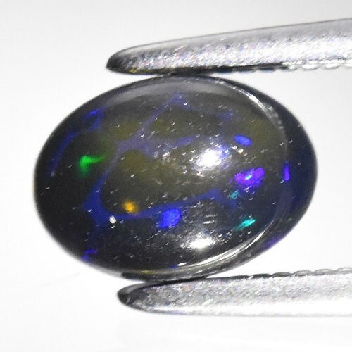 0.58ct Oval Cabochon Cut Play Of Color Black Opal Gemstones - 1Pc