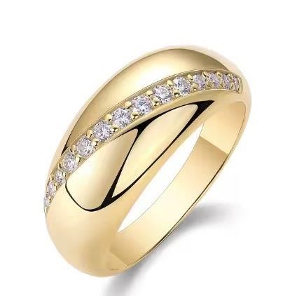 GRA Moissanite White Brilliant  925 Sterling Silver Gold Vermeil Ring-8US