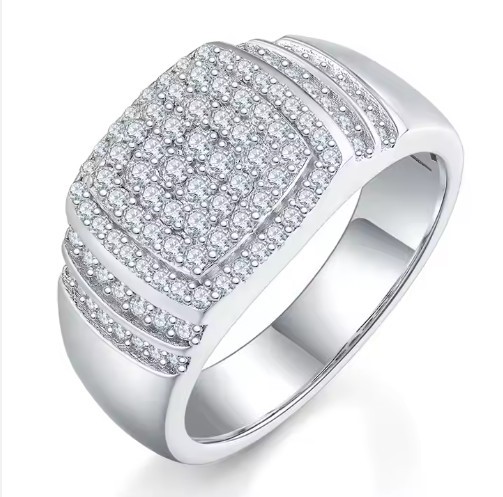 GRA Moissanite white 18k Real Gold Vermeil Men's Ring -12US-VVS1